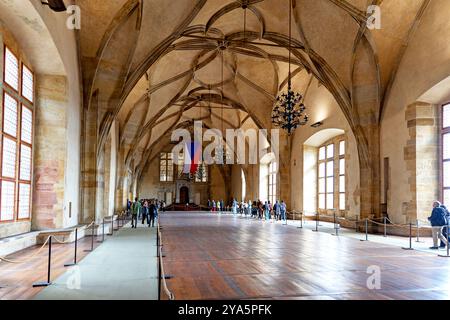 Sala Vladislav nel vecchio Palazzo reale di Praga Repubblica Ceca Foto Stock