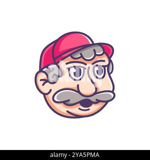 Modello di design vettoriale moderno con logo Pizza mascotte Illustrazione Vettoriale