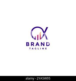 Grafico a barre all'interno del simbolo alfa. Design minimalista con logo Alpha Symbol e grafica Bar all'interno. Illustrazione Vettoriale