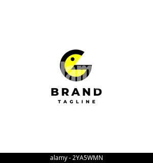 Divertente lettera iniziale G Emoticon Logo Design. Grazioso emoticon a forma di logo lettera G. Illustrazione Vettoriale