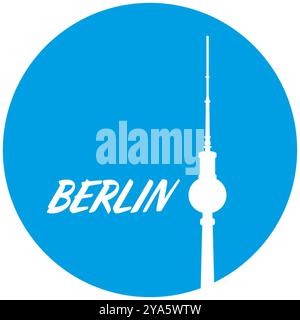 Logo Berlino con silhouette rotonda e torre TV Foto Stock