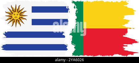 Benin e Uruguay grunge bandiere connessione, vettore Illustrazione Vettoriale