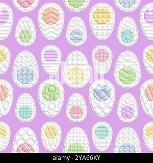 Motivo pasquale senza cuciture con uova di Pasqua colorate. Design gonfiabile minimale. Motivo piastrellabile senza cuciture per carta da parati, scrapbooking, packaging Foto Stock