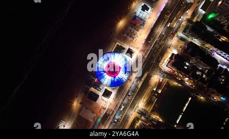 Vedute aeree del lungomare di Brighton, nell'est del sussex UK di notte Foto Stock