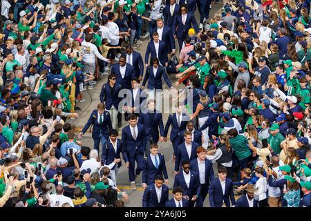 South Bend, Indiana, Stati Uniti. 12 ottobre 2024. Durante la partita di football NCAA tra lo Stanford Cardinal e i Notre Dame Fighting Irish al Notre Dame Stadium di South Bend, Indiana. John Mersits/CSM/Alamy Live News Foto Stock