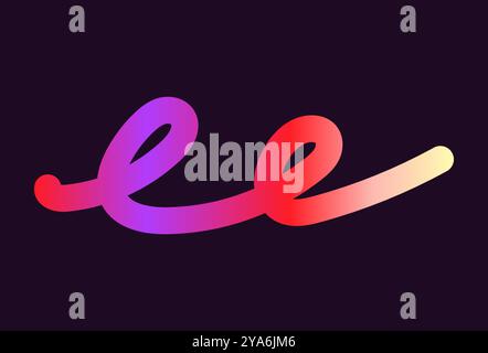 Linee di squiggle sfumatura colore neon. Strisciare con elementi ondulati. Sagome colorate organiche astratte su sfondo scuro Illustrazione Vettoriale
