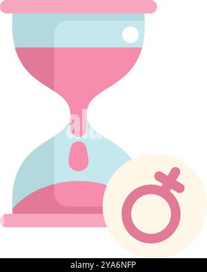 Illustrazione minimalista con una clessidra con la sabbia che si sta esaurendo, a simboleggiare l'urgenza di affrontare la disuguaglianza di genere Illustrazione Vettoriale