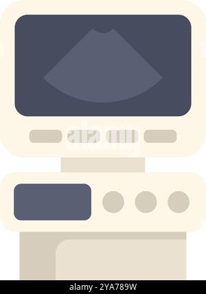 Macchina a ultrasuoni che visualizza il feto sullo schermo durante l'esame di gravidanza in ospedale Illustrazione Vettoriale