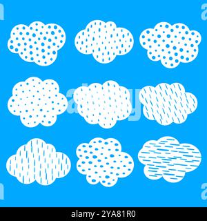 il simpatico motivo pioggia a forma di doodle crea un elemento nel vettoriale della confezione Illustrazione Vettoriale