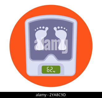 Bilance da pavimento per controllare il peso. Dispositivo per uso domestico. Impronte. Illustrazione Vettoriale