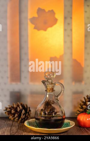 Sciroppo d'acero in vaso di vetro Foto Stock