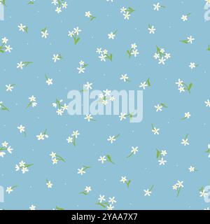 Fiori carini. Motivo vettoriale senza cuciture con piccoli fiori semplici per tessuto, tessuto. Ornamento femminile. Illustrazione vettoriale Illustrazione Vettoriale
