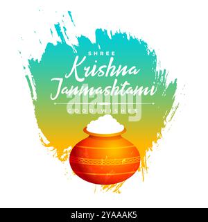 krishna janmashtami festival bellissimo auguri vettore di design di biglietti Illustrazione Vettoriale