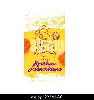 il festival lord krishna janmashtami augura il vettore di saluto Illustrazione Vettoriale