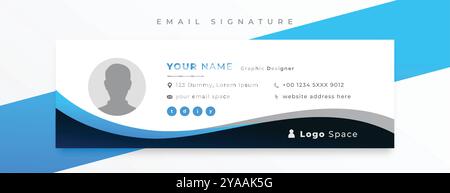 firma e-mail moderna e design del modello di piè di pagina della posta personale Illustrazione Vettoriale