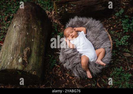 Cattura la bellezza di un neonato in un ambiente naturale Foto Stock