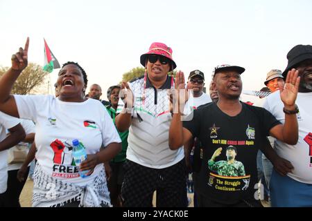 12 ottobre 2024, Pretoria, Gauteng, Sudafrica: 12 ottobre 2024, Laudium Sud Africa, una giornata incredibile! ..l’ex ministro Naledi Pandor, campione dei diritti palestinesi insieme all’umanitario palestinese ha partecipato all’evento allo stadio Laudium, Laudium Pretoria. Gli amici sudafricani della Palestina hanno organizzato una serata indimenticabile, invitando tutti i sostenitori palestinesi a manifestare la loro solidarietà...l'ex ministro Naledi Pandor e altri come il Premier di Gauteng Panyaza Lesufi, il dono dei donatori, medici palestinesi e molti altri dignitari hanno partecipato all'evento a Laudium sta Foto Stock