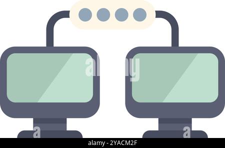 Due computer trasferiscono i file tramite una connessione via cavo, evidenziando la condivisione dei dati e la connettività di rete Illustrazione Vettoriale