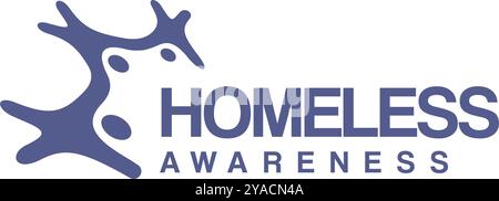 Design con lettera piatta del logo HOMELESS AWARENESS Illustrazione Vettoriale