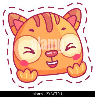 Un gioioso personaggio dei cartoni animati con grandi occhi rotondi e un sorriso allegro presenta un colore arancione brillante e semplici elementi di design frizzante che trasmettono Illustrazione Vettoriale