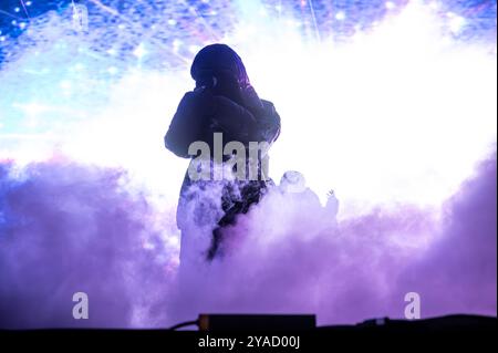 Fotografías del concierto de Mora el 10 de octubre de 2024 en Espacio Zity, en Saragozza, Fiestas del Pilar 2024. Foto Stock