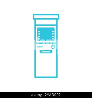 bancomat all'aperto. Isolato su sfondo bianco. Dal set di icone blu. Illustrazione Vettoriale