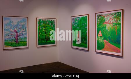 Salts Mill, David Hockney Exhibition, The Arrival of Spring, Saltaire West Yorkshire Foto Stock