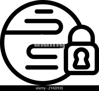 Lucchetto sta bloccando il pianeta Terra, rappresentando il concetto di cybersicurezza globale Illustrazione Vettoriale