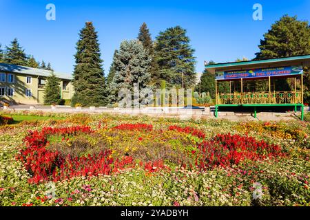 Dushanbe, Tagikistan - 20 ottobre 2022: Giardino botanico a Dushanbe. Dushanbe è la capitale del Tagikistan. Foto Stock