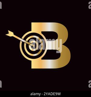 Lettera B Logo Success abbinato all'icona Bow Target Illustrazione Vettoriale