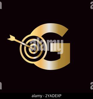 Lettera G Logo Success combinazione con l'icona Bow Target Illustrazione Vettoriale