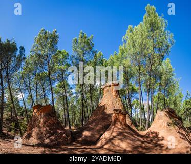 La gemma nascosta di Les Demoiselles Coiffees, a volte conosciuta come camini delle fate, Bedoin, Provenza, Francia Foto Stock