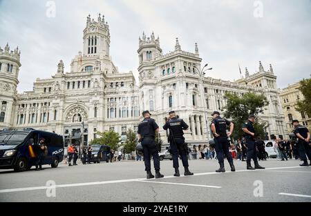 Madrid, Madrid, Spagna. 13 ottobre 2024. Diversi gruppi hanno chiesto questa domenica nella capitale spagnola una protesta per denunciare la questione degli alloggi. Migliaia di persone sono scese in strada in Spagna per chiedere alloggi a prezzi accessibili. La protesta riflette la crescente preoccupazione per la crisi abitativa in molte città, dove i prezzi sono aumentati in modo significativo, rendendo difficile trovare un posto in cui vivere. La domanda di soluzioni e politiche che garantiscano l'accesso a alloggi a prezzi ragionevoli è una questione molto importante nella Spagna contemporanea. Crediti: ZUMA Press, Inc./Alamy Live News Foto Stock