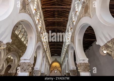 Sinagoga di Santa María la Blanca a Toledo, Castilla–la Mancha, Spagna, Europa Foto Stock