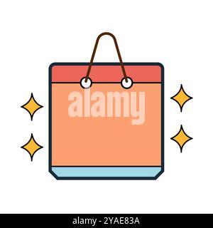 Questa icona vettoriale mostra una shopping bag che rappresenta il concetto di shopping online e di e-commerce Illustrazione Vettoriale