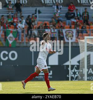 Tondela, PT, PORTOGALLO. 12 ottobre 2024. Viseu (PT) 10/13/2024 - PORTOGALLO MY SUPER LEAGUE - ACADEMICO VISEU x MARITIMO M. - Euler, giocatore maritimo, celebra un gol durante la partita tra Academico x Academico, valida per l'ottavo round della Portugal Meu Super League, tenutasi presso lo Stadio Comunale di Fontelo, a Viseu, il pomeriggio di questa domenica, (13) (Credit Image: © Alexandre Gomes/TheUWS2 USE) Non per USO commerciale! Foto Stock