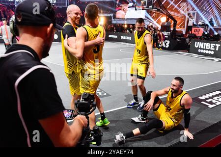 , - 13 OTTOBRE: Marko Brankovic - UB, Nenad Nerandžić - UB, Strahinja Stojacic - UB, Dejan Majstorovic - UB durante la finale del FIBA 3x3 World Tour Amsterdam 2024 tra UB e Liman a Gasthouder il 13 ottobre 2024 ad Amsterdam, Paesi Bassi. (Foto di Edwin J.H. de Vries/Orange Pictures) credito: Orange Pics BV/Alamy Live News Foto Stock