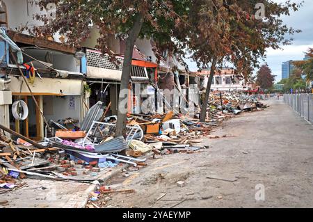 Terremoto di Christchurch - Totale devastazioni in Colombo Street. Foto Stock