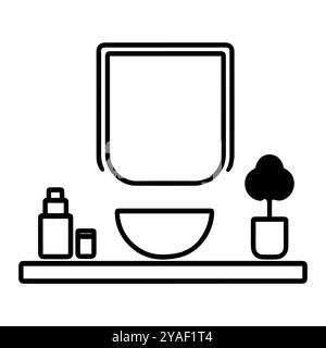 icona di specchiatura o simbolo di linea moderna. Grafica a linee vettoriali e design a icone con un contorno audace. Bianco e nero simbolo minimalista Pixel Perfect bianco isolato Illustrazione Vettoriale