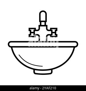 icona del lavabo o simbolo della linea moderna. Grafica a linee vettoriali e design a icone con un contorno audace. Simbolo minimalista Pixel Perfect in bianco e nero isolato W. Illustrazione Vettoriale