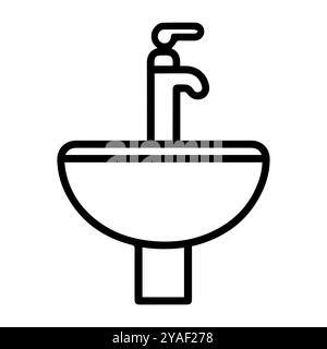 icona del lavabo o simbolo della linea moderna. Grafica a linee vettoriali e design a icone con un contorno audace. Simbolo minimalista Pixel Perfect in bianco e nero isolato W. Illustrazione Vettoriale