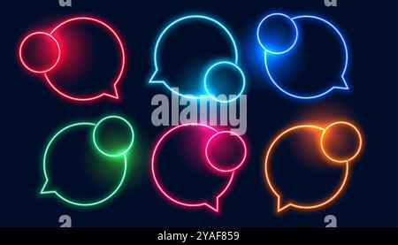 set di futuristiche cornici a led per chat box con vettore di spazio vuoto Illustrazione Vettoriale