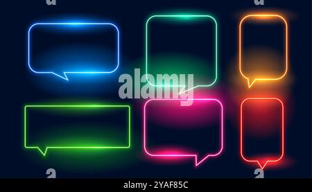 cornice luminosa per chat al neon nel vettore set Illustrazione Vettoriale