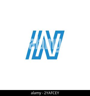letter hn mono line semplice vettore geometrico del logo Illustrazione Vettoriale
