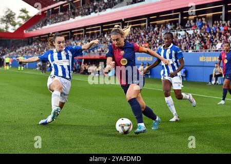 Barcellona, ESP. 13 ottobre 2024. FC BARCELONA VS RCD ESPANYOL. 13 ottobre 2024 durante la partita tra il Barcellona e l'Espanyol, corrispondente alla Liga F allo stadio Johan Cruyff di Barcellona, Spagna, il 13 ottobre 2024. Crediti: Rosdemora/Alamy Live News Foto Stock