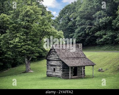 Preacher Jesse Brown's Cabin, Tomkins Knob, Blue Ridge Parkway, North Carolina, USA Foto Stock