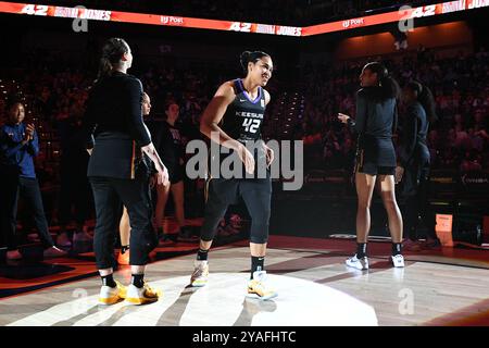 Uncasville, Connecticut, Stati Uniti. 6 settembre 2024. L'attaccante del Connecticut Sun Brionna Jones (42) è stato introdotto prima di una partita WNBA tra i Las Vegas Aces e i Connecticut Sun alla Mohegan Sun Arena di Uncasville, Connecticut. Erica Denhoff/CSM/Alamy Live News Foto Stock