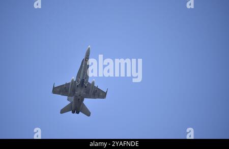 MC Donnell Douglas CF-18 Hornet durante un'esercitazione Air Defender su Schleswig-Holstein, Germania, Europa Foto Stock