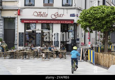 Ixelles, Bruxelles, Belgio, 05 31 2019, la volle gas tipica brasserie di Bruxelles in Piazza Fernand Cocq, Europa Foto Stock