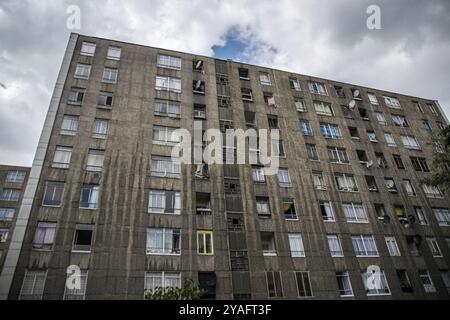 Quartiere residenziale sociale a Bruxelles città vecchia, Belgio, giugno 2017, Europa Foto Stock